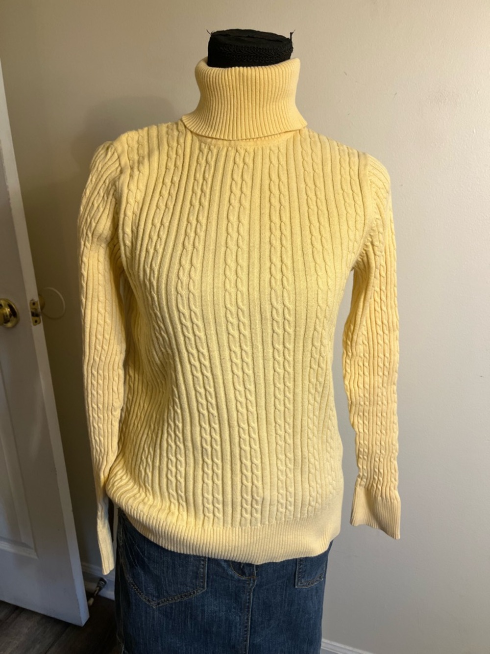 Croft & Barrow Yellow Cable-Knit Turtleneck Sweater